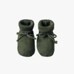 Merino Wool Knit Booties with Drawstring – Snug Comfort for Newborns