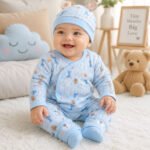 Quilted : Top & Pant with Hat (Blue)
