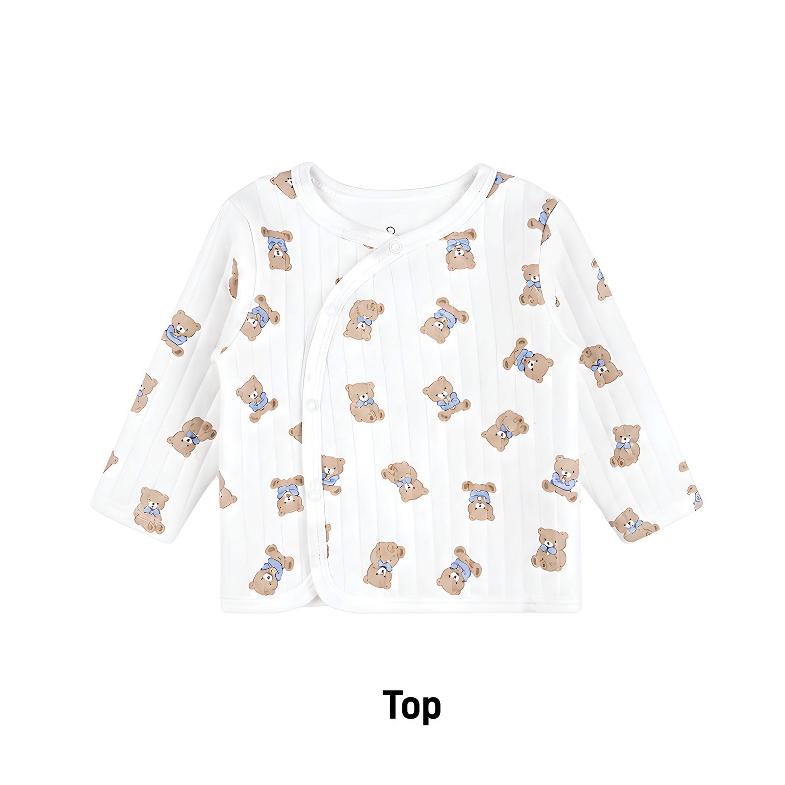 4-Piece Quilted Cardigan, Pant, Bodysuit & Hat Set (White) Teddy bears