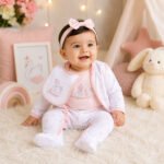 Baby Girl 3-Piece Pink Swan Sleep Suit, Bodysuit and Bib Layette Set (0–9M)