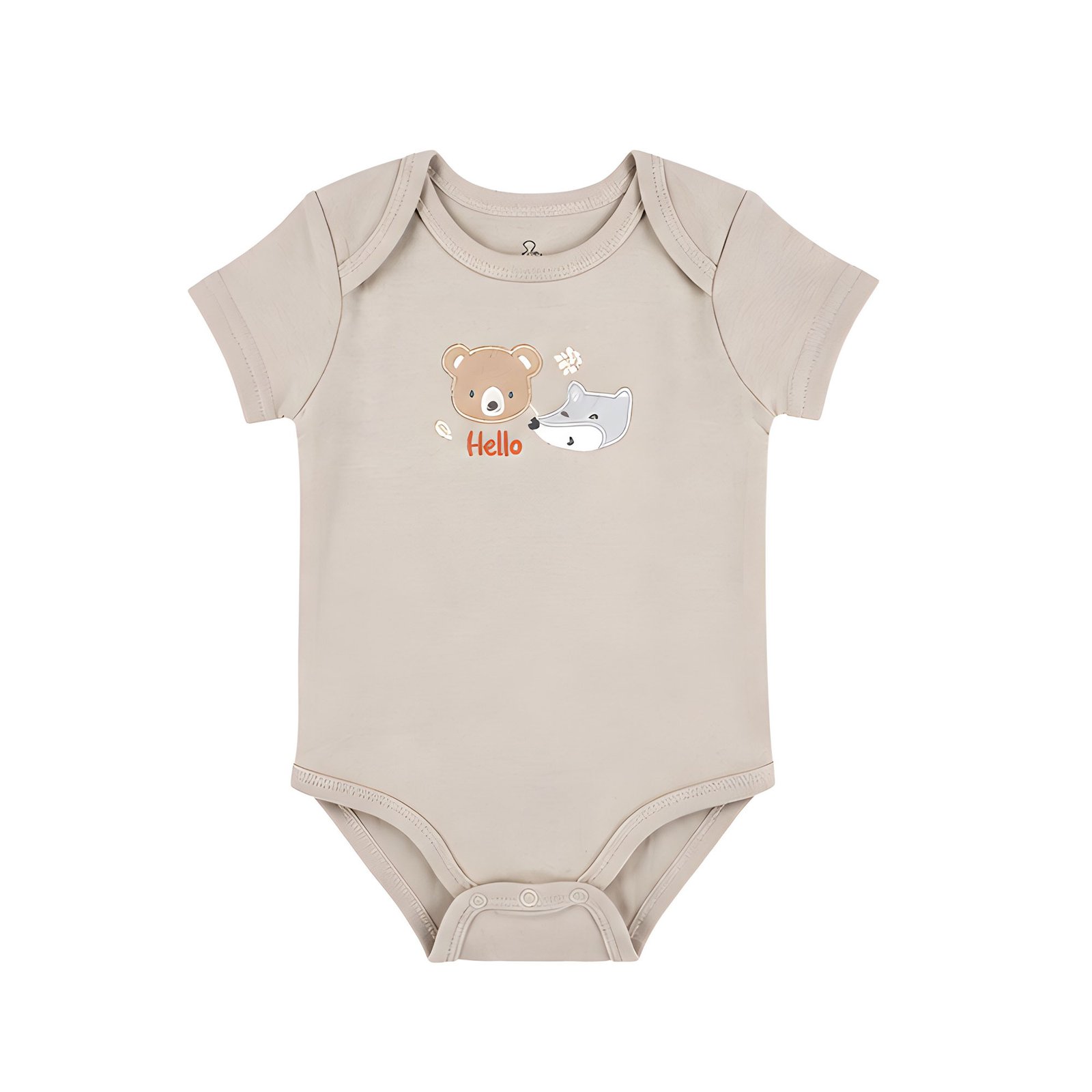 Baby 3-Piece Light Khaki Woodland Animals Quilted Sleep & Play Suit, Bodysuit and Bib Set (0–9M) - Image 2