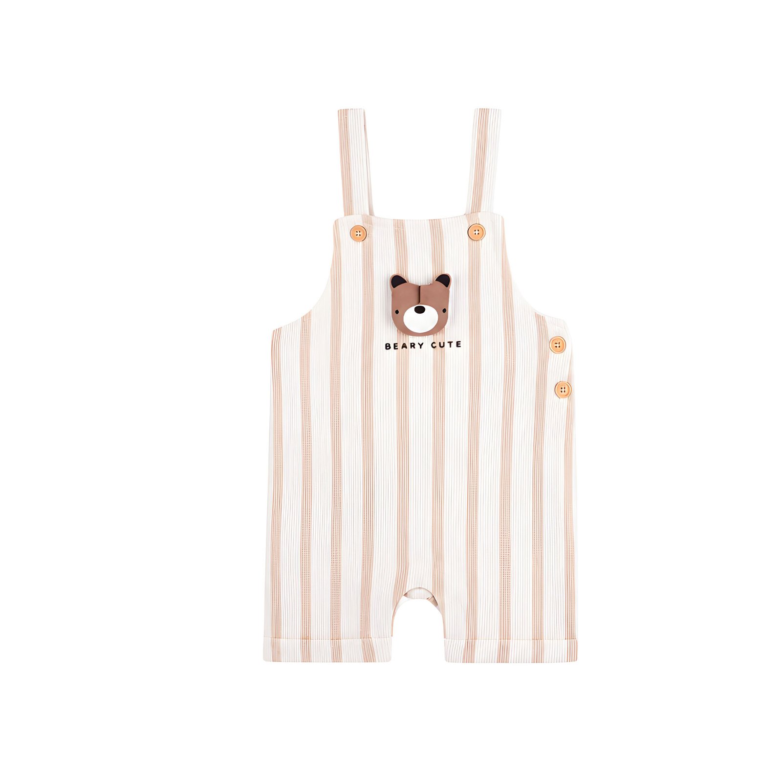 Baby 2-Piece Striped Bear Dungaree and T-Shirt Set - Light Khaki (3–12M)