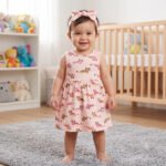 Baby Girl 3-Piece Peach Leopard Print Dress, Diaper Cover Cover-Up and Bow Headband Set (6–24M)