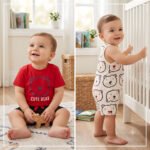 Baby Boy 3-Piece Cute Bear Red T-Shirt, Short Romper Jumpsuit and Shorts Set (3–18M)