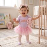 Baby Girl 4-Piece Lilac Lavender "Sister" Bodysuit, Polka Dot Tutu Leggings, Headband and Socks Set (3–12M)