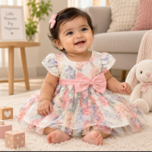 Baby Girl Blossom Bow Floral Tulle Princess Dress (6–12M)