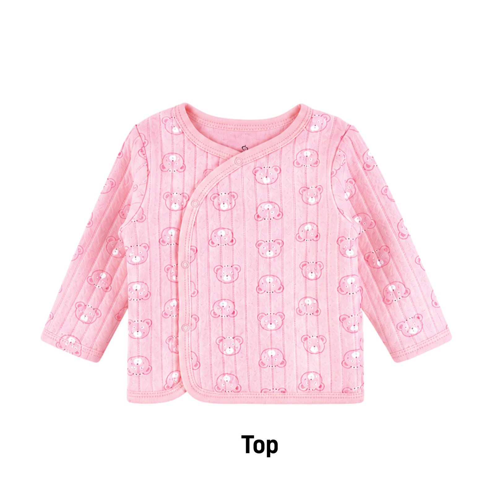 Baby Girl Pink Teddy Bear Quilted Side-Snap Top, Pant and Bear Ear Hat Set (0–9M)