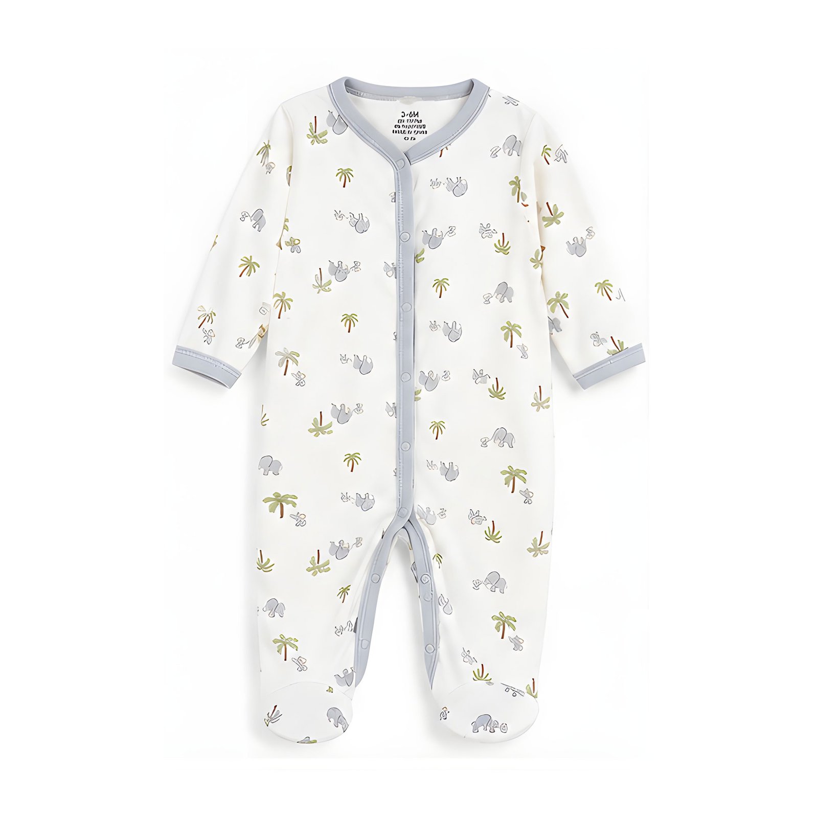 Baby Boy 3-Piece Elephant & Palm Tree Sleep Suit, Bodysuit and Bib Layette Set (0–9M)